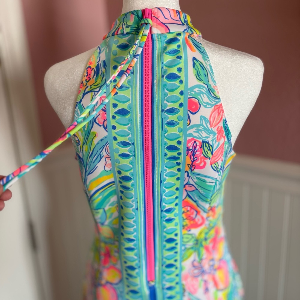 Colorful Lilly Pulitzer Mock Turtleneck Sleeveless Sheath Scuba Dress size 4 - Picture 6 of 11